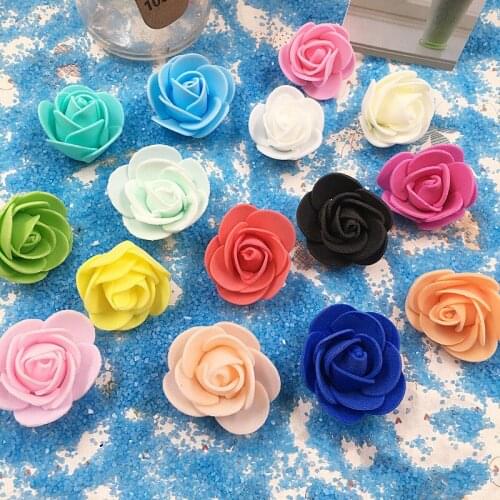 100 PCS/Lot Mini PE Foam Artificial Rose Flowers Head For Wedding Car Decoration DIY Wreath Decorative Scrapbooking Fake Flowers