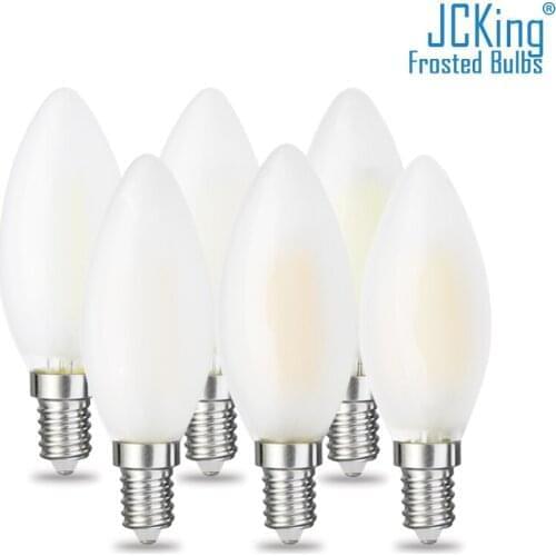 JCKing Dimmable 2W 4W 6W Led Candle E14 E12 Vintage Retro Dimming Frosted 110V 220V Filament Bulbs Lamp For Chandelier Lighting