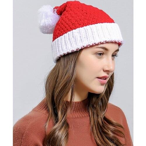 2020 Fluffy Plush Christmas Hat Santas Christmas Holiday Christmas Childrens and Adults' Christmas Hats Santa Knitted Beanie