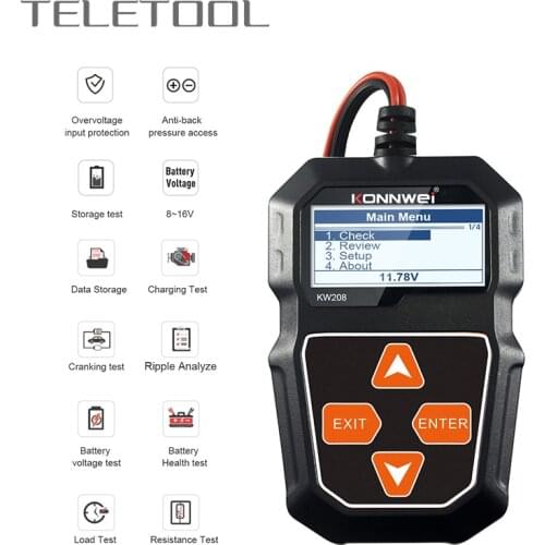 2021 New Digital Battery Tester KW208 Car Battery Checker 12V Charging System Test Tool Motor Automotive Battery Capacity Tester