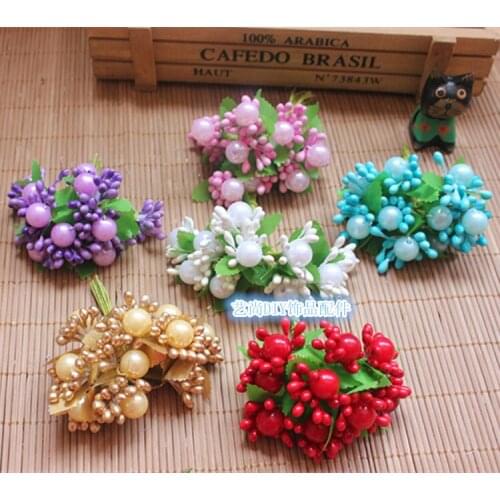 60PCS High Quality Artificial Mini Pip Berries,Wire Stem,Pistils And Pearl Stamens For Flowers,Decorations For Garland,Wedding