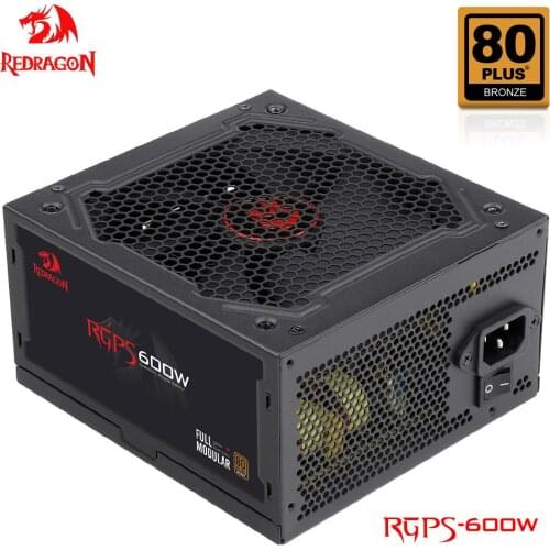 REDRAGON RGPS 600W PC PSU Power Supply 80PLUS Bronze Gaming Quiet 120mm Fan 24pin ATX/EPS 12V PFC FULL MODULAR computer BTC