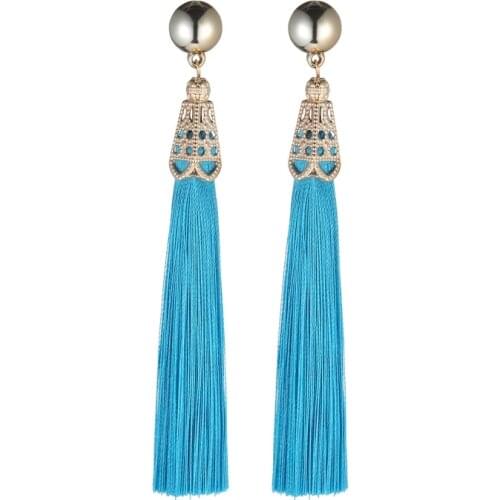 LOVBEAFAS Bohemian Drop Dangle Earrings Silk Fabric Vintage Statement Earrings Brand Tassel Earrings For Women Fashion Jewelry