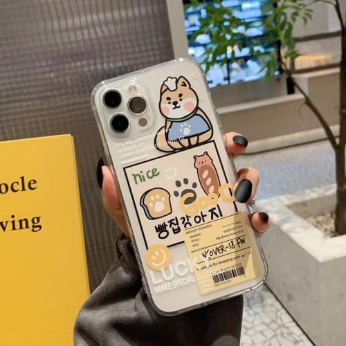 Retro Baking Toast puppy Corgi Phone Case for apple iPhone 12 11 Pro Max Xr Xs Max 7 8 Plus X 12 mini 7Plus case Cute Soft cover