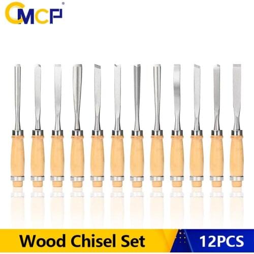 CMCP Wood Carving Tool 12PCS Wood Chisel Set 8 inches Carpenter Tool Woodworking Chisels Set Hand Tools