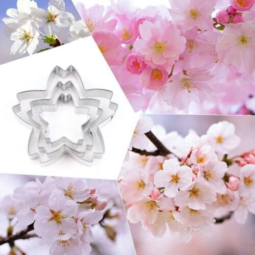 Cherry Blossoms 3Pcs Stainless Stell Cookie Cutter Pastry & Biscuit Baking Cutter Cake Decorating Tool Cupcake Mold Fondant Tool