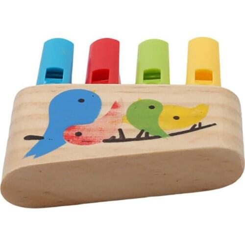 Kids Baby Educational Wooden Rainbow Panpipe Whistle Birds Whistling Musical Toy
