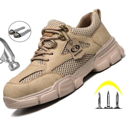 Breathable Safety Shoes 2021 Mens Work Boots With Steel Toe Cap Anti-puncture Work Shoes Mens Safety Boots Ankle Work Sneakers
