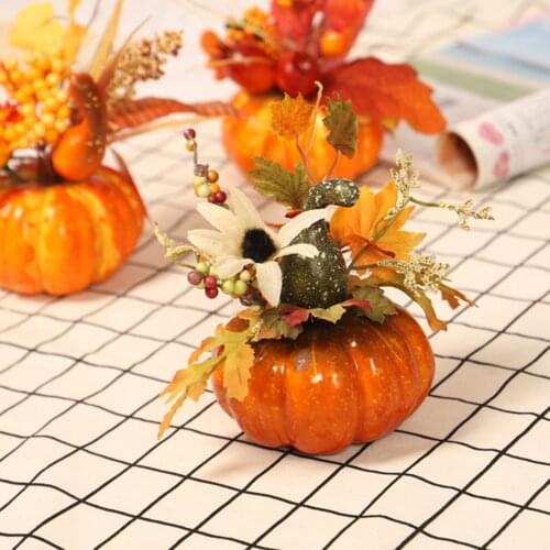 Simulation Pumpkin Table Pendulum Harvest Festival Halloween Autumn Color Decoration Props Maple Leaf Pomegranate Home Ornaments