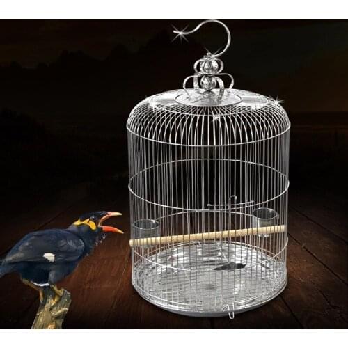 Stainless Steel Bird Cage Large Round Bird Nest Parrot Thrush Kages Bird Kages House Outdoor Hanging Decoration Metal Nest Hoose