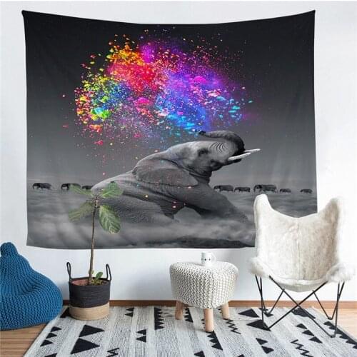 Colorful Elephant Printed Living Room Decoration Wall Hanging Tapestry Yoga Mat Rug Home Decor Art