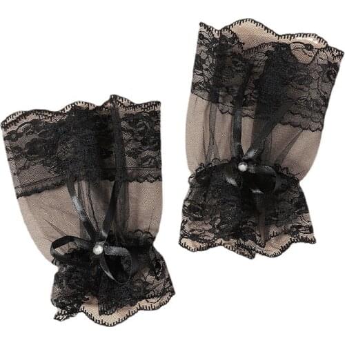 Summer New Fashion Lace Mesh Gloves Womens Solid Color Bow Decoration Gloves Driving Sunshade Sunscreen Hand Sleeves