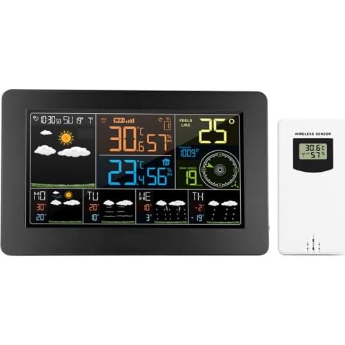 WiFi Weather Station APP Control Smart Weather Monitor Indoor Outdoor Temperature Humidity Barometric Wind Speed Digital Clock