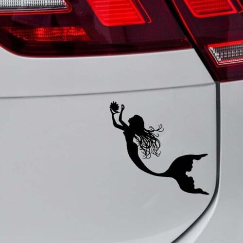 14*10.5CM Find Pearl Joyful Mermaid Car Sticker Vinyl Decal Black/Silver Popular Style Silhouttte Design C20-1099