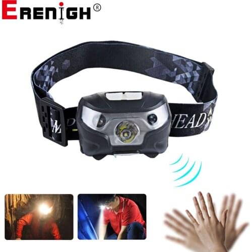 True 500LM Rechargeable Headlamp Hand Wave Motion Sensor LED Headlight Outdoor Camping Riding Flashlight Forehead With USB Cable