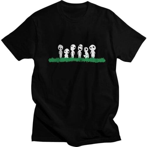Kodama Princess Mononoke Hime T-shirt Men Novelty T Shirt Short Sleeve 100% Cotton Japanese Tree Spirits Tshirt Unique Tee Tops