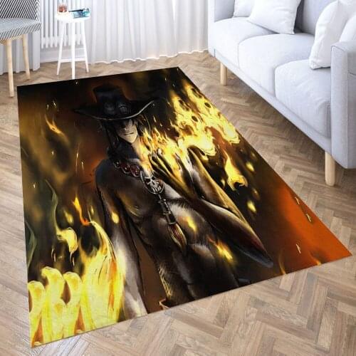 One Piece Portgas D Ace Carpet for Living Room 3D Anime Cartoon Rug Gamer Teen Room Bedside Lounge Rug Kids Children Floor Mats