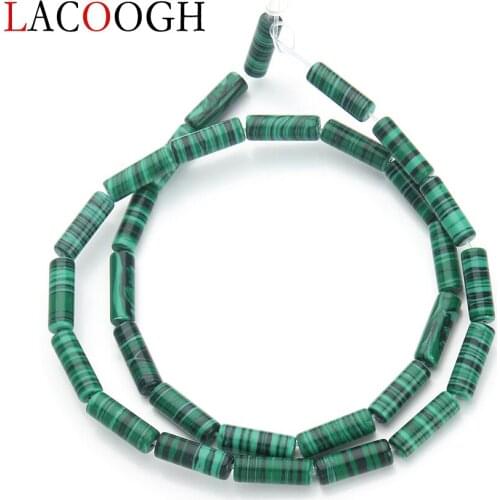 Wholesale 29pcs/lot Black Bulk Bead Green Crystal Malachite Big Tube Charms Beads 4.5*13mm for DIY Bracelet Jewelry Findings