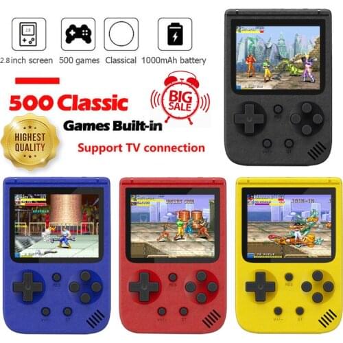 Retro Portable Mini Handheld Video Game Console 2.8 Inch Color Screen Kids Color Game Player Built-in 500 Games