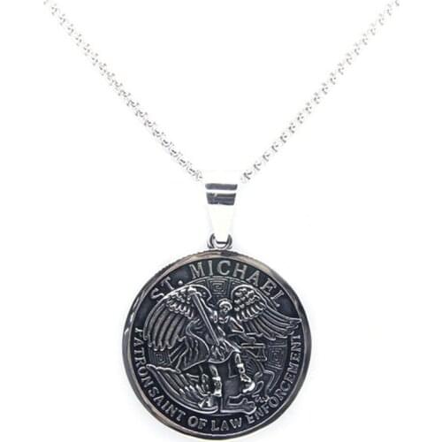 Rany&Roy Newest ST. MICHAEL Pendant 316L Stainless Steel Fashion SAINT MICHAEL Pray For US Pendant