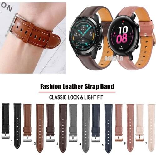 20mm 22mm Fashion Leather Watch Band Strap for Huawei Watch GT 2 42mm 46mm 2e GT2 Pro Replacement Wrist strap Elegant Bracele