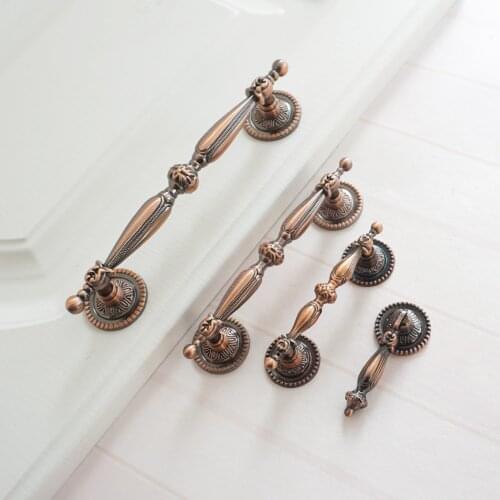 Dresser/Drawer Pulls Handles Knobs Vintage Telephone Cabinet Handle Pull Knob Red Bronze Furniture Door Handle 64 96 128 mm