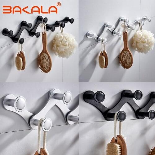 Self-adhesive Parts Household Kitchen Solid Aluminium alloy Black/Silvery Bathroom Towel Hook Wall Hook Door Hanger Clothes hook