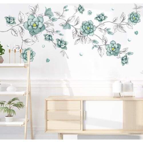 Romantic Flower Vine Wall Stickers Girl Room Decor Aesthetic Bedroom Living Room Decoation Self-adhesive Wallpaper
