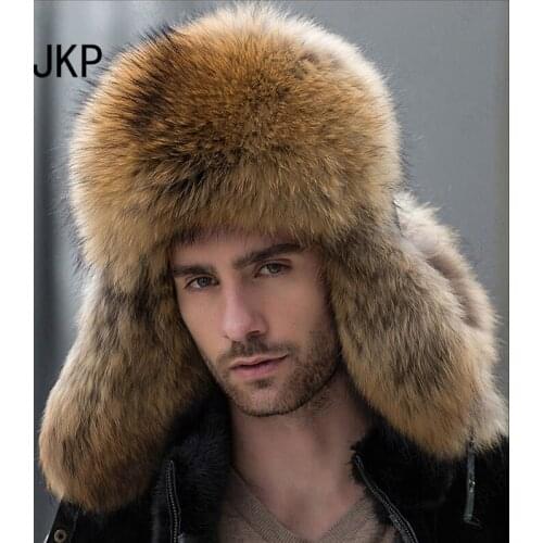 Jkp Russian leather bomber Leather Hat mens winter hat with earmuff catcher earlobe cap mens hat