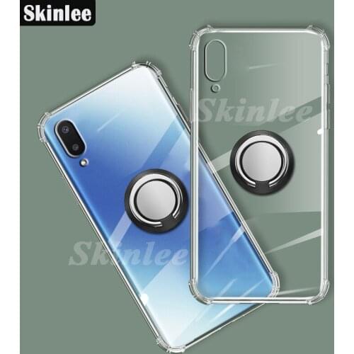 Skinlee for Samsung Galaxy M02 A02 Magnetic Ring Holder ransparent Holder Silicone Clear Case for Samsung A02 M02 A02S Cover