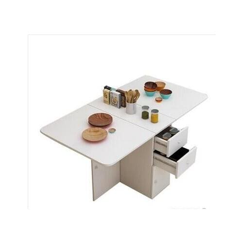 Modern small family telescopic folding dining table rectangular mobile kitchen lockers simple combination of tables and chairs
