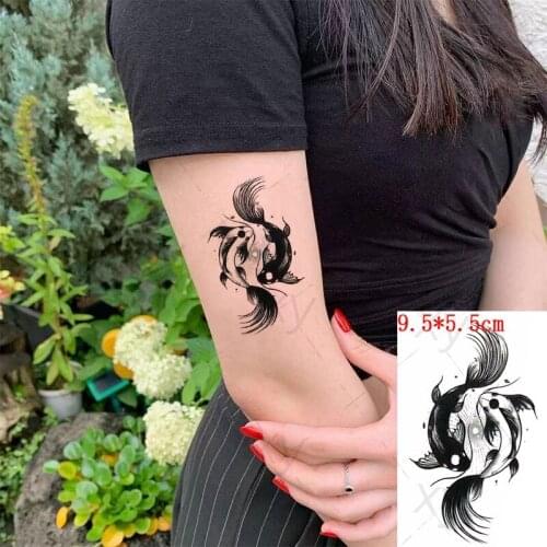 Waterproof Temporary Tattoo Sticker Black & White Fish Tai Chi Element Small Size The Body Art Flash Tatoo Fake Tatto for Woman