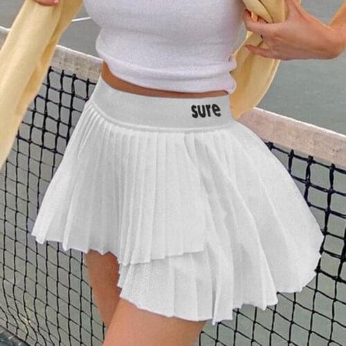 SEASONS Letter Print Y2K Pleated Mini Skirts Women Summer Harajuku Vintage Outfits Aesthetic Korean Outfit Streetwear ASSK82939