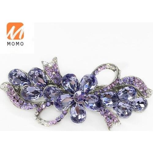 Hot Barrettes Female Korean Adult Hair Top Clip Rhinestone Headdress Elegant Mother Spring Clip Flower Back Head Ponytail Clip