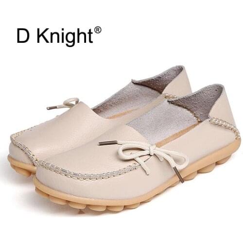 Women Genuine Leather Flats Fashion Slip-on Moccasins Loafers Ladies Casual Flats Female Driving Shoes 20 Colors Big Size 34-44