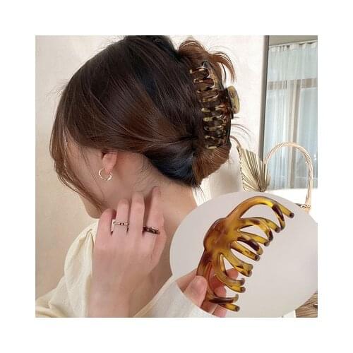 2021 Summer New INS Elegant Retro Simple Hair Claw Resin Tortoiseshell Large Shark Clip Hairpin Hair Accessories For Women