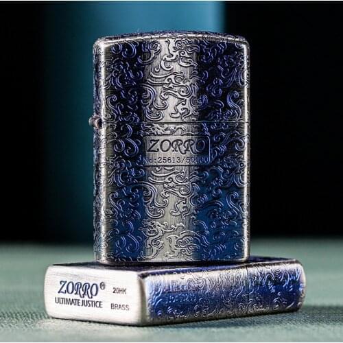 Zorro Smoked Copper Windproof Kerosene Lighter Creative Personality Nostalgic Old-fashioned Retro Mens Smoking Tool Gift