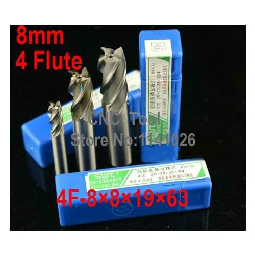 10pcs/set 8.0MM 4 Flute HSS&Aluminium endmill milling cutter CNC Bit Milling Machine tools Cutting tools.Lathe Tool,router bit