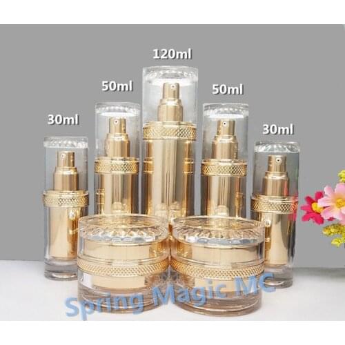 100PCS 120ml Gold Acrylic press pump Lotion Bottle,cosmetic container press pump emusion bottle,cosmetic packaging,Spray bottle
