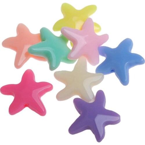 50 Mixed Pastel Color Acrylic Sea Star Starfish Beads Charms 20mm
