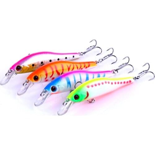 8pcs 4 Colors Minnow Fishing Lure Artificial Fishing Tackle Crankbait Plastic Hard Bass Baits Swimbait Fishing Wobbler (MI037)