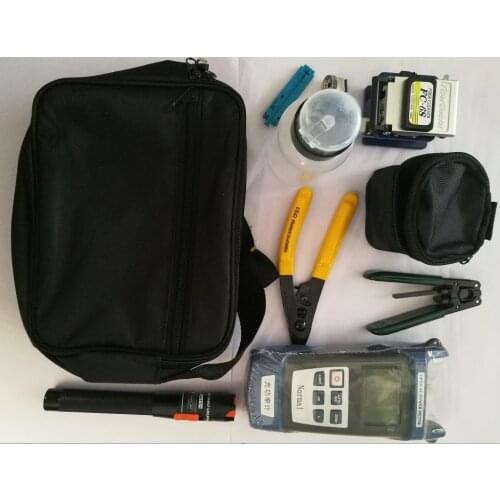 8 in 1 FTTH Optical Fiber Tool Kits FC-6S Cable Stripper Optical Power Meter Alcohol Bottle Tool Kits Bag