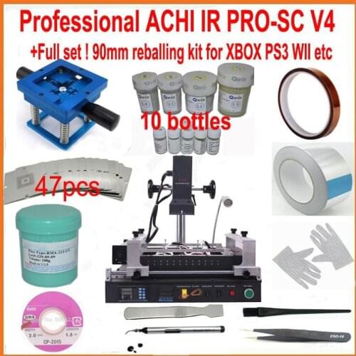 ACHI IR PRO-SC V4 infrared BGA rework station upgrade from IR6500 IR9000 with 90mm Professional bga stencils 250K solder ball