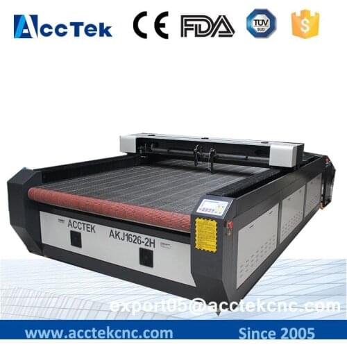 AKJ1626 Acctek CE/FDA cloth fabric laser cutting machine 1626/ with conveyor device CO2 laser cutting plotter