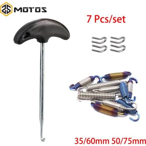 ZS MOTOS 7Pcs/set Motorcycle Exhaust Pipe Muffler Mounting Spring Hooks Stainless Steel For Muffler 51MM 61MM Link Pipes Spring
