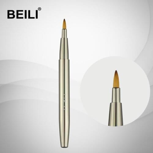 BEILI 22# Silver metal short handle Soft Synthetic Hair Lip Cosmetic Retractable Makeup Brushes 1pc Must have when travel