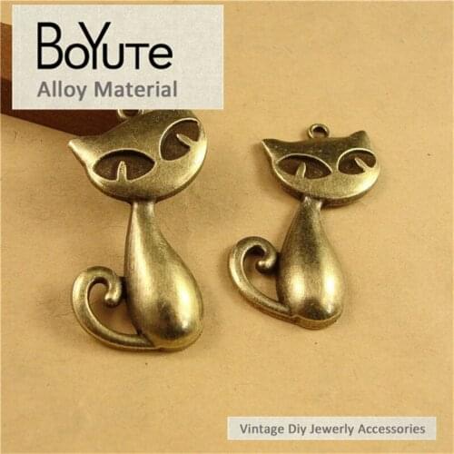 BoYuTe (40 Pieces/Lot) 24*39MM Antique Bronze Plated Metal Fox Charms Pendant Diy Jewelry Making Accessories