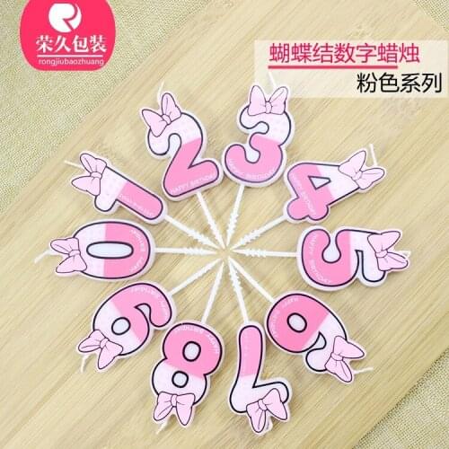 Digital birthday candle with bow print, exquisite cute cartoon birthday party supplies