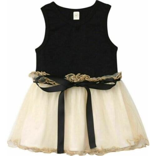 Kids Baby Girl Pincess Tutu Dress Summer Lace Bow Party Dress Sleeveless Solid Sundress Clothes