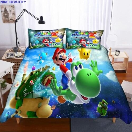 Mario Cartoon Game Digital Printing 3D Bedding Pillowcase Duvet Cover Children Large and Small Cute Cartoon Textile